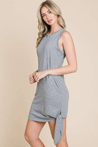 Blossom Twist Mini Dress with Tie - Lt Charcoal