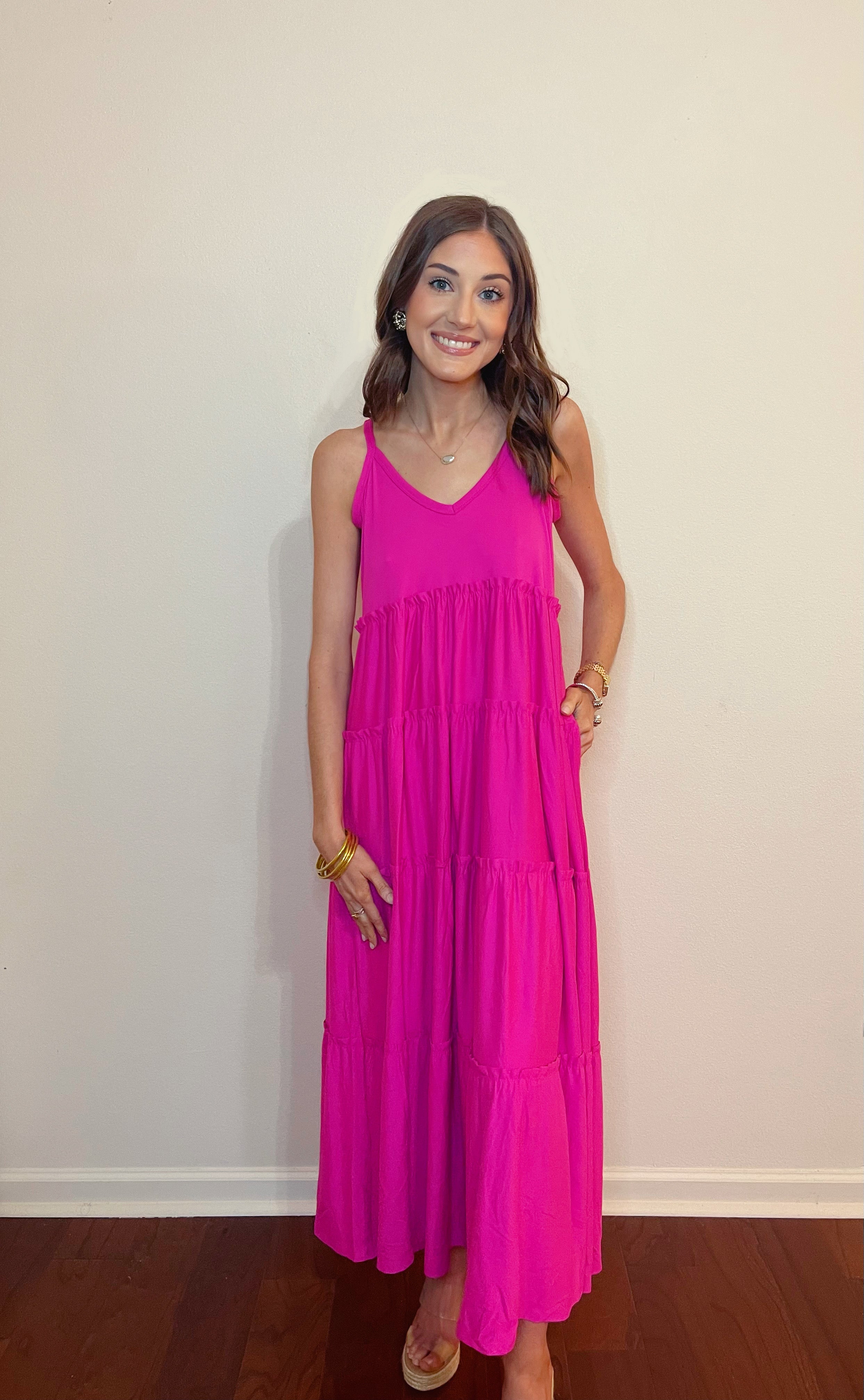 Sunset Tango Maxi Dress - Neon Hot Pink