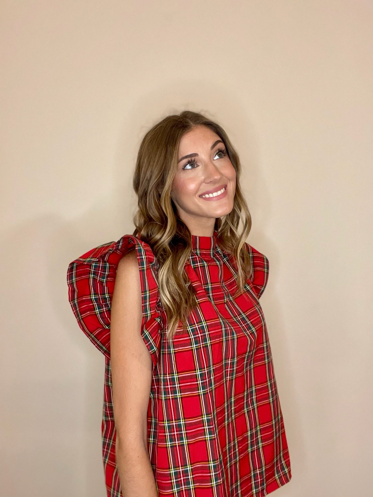 Red Plaid Ruffle Top