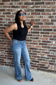Risen - High Rise Vintage Frayed Hem Straight Jeans