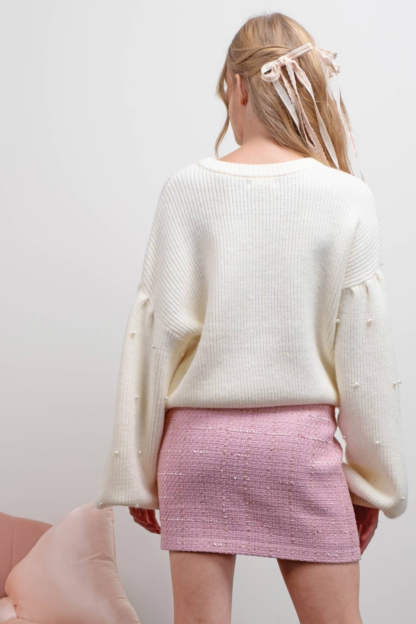Pearl Luxe Drop Shoulder Sweater – Ivory