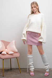 Pearl Luxe Drop Shoulder Sweater – Ivory