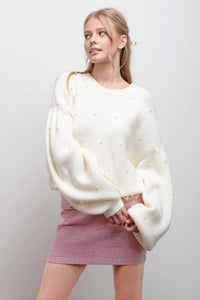 Pearl Luxe Drop Shoulder Sweater – Ivory