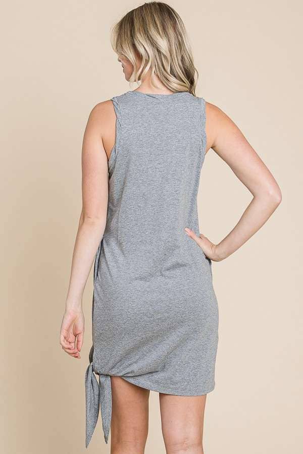 Blossom Twist Mini Dress with Tie - Lt Charcoal