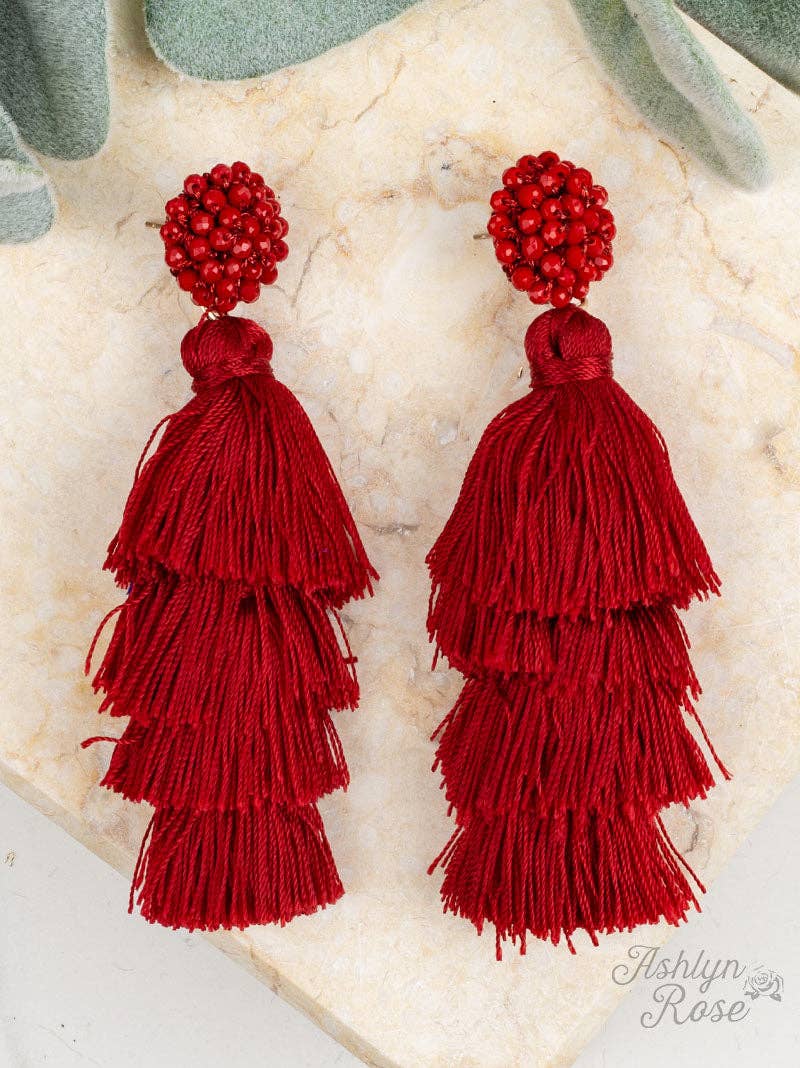 Red Queen of the Tassel Earrings