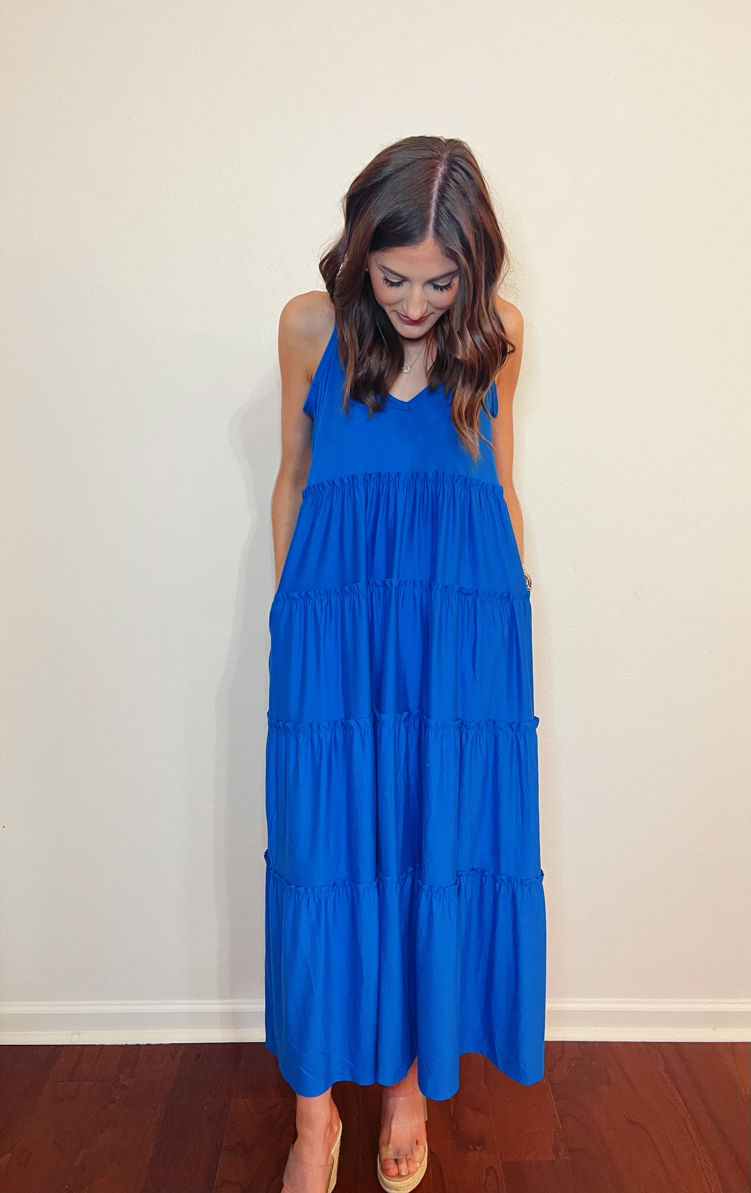 Sunset Tango Maxi Dress - Ocean Blue