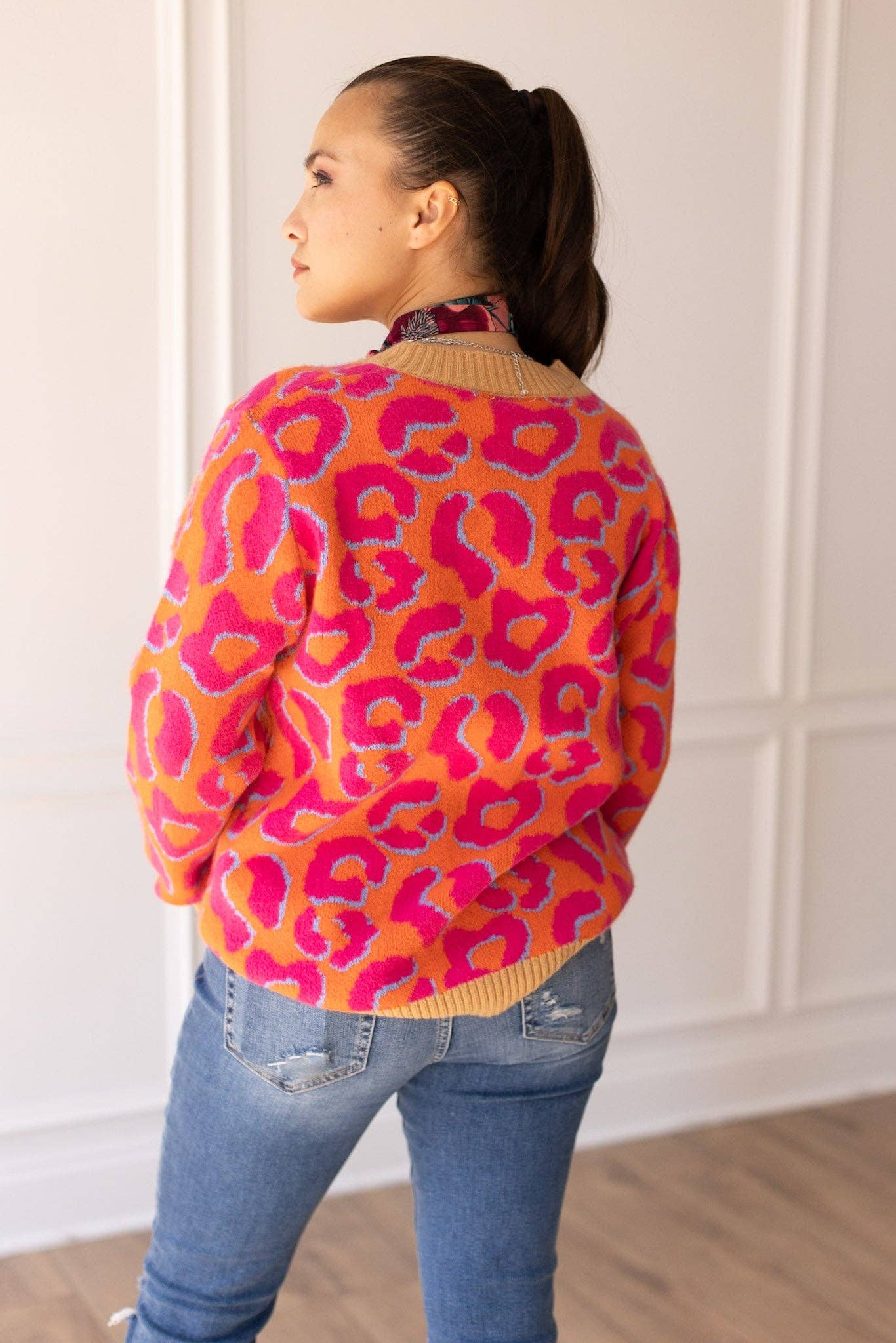 Bold Hot Pink Leopard Print Cardigan