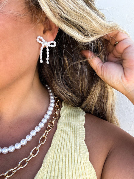 ピアス Monday Edition _ Pearl Pull Bow Earrings Pearl Pull Bow Earrings - MONDAY EDITION