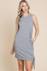 Blossom Twist Mini Dress with Tie - Lt Charcoal