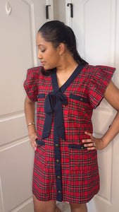 Red Plaid Bow Dress