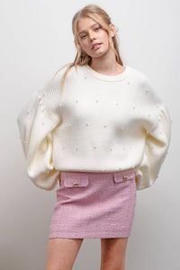 Pearl Luxe Drop Shoulder Sweater – Ivory