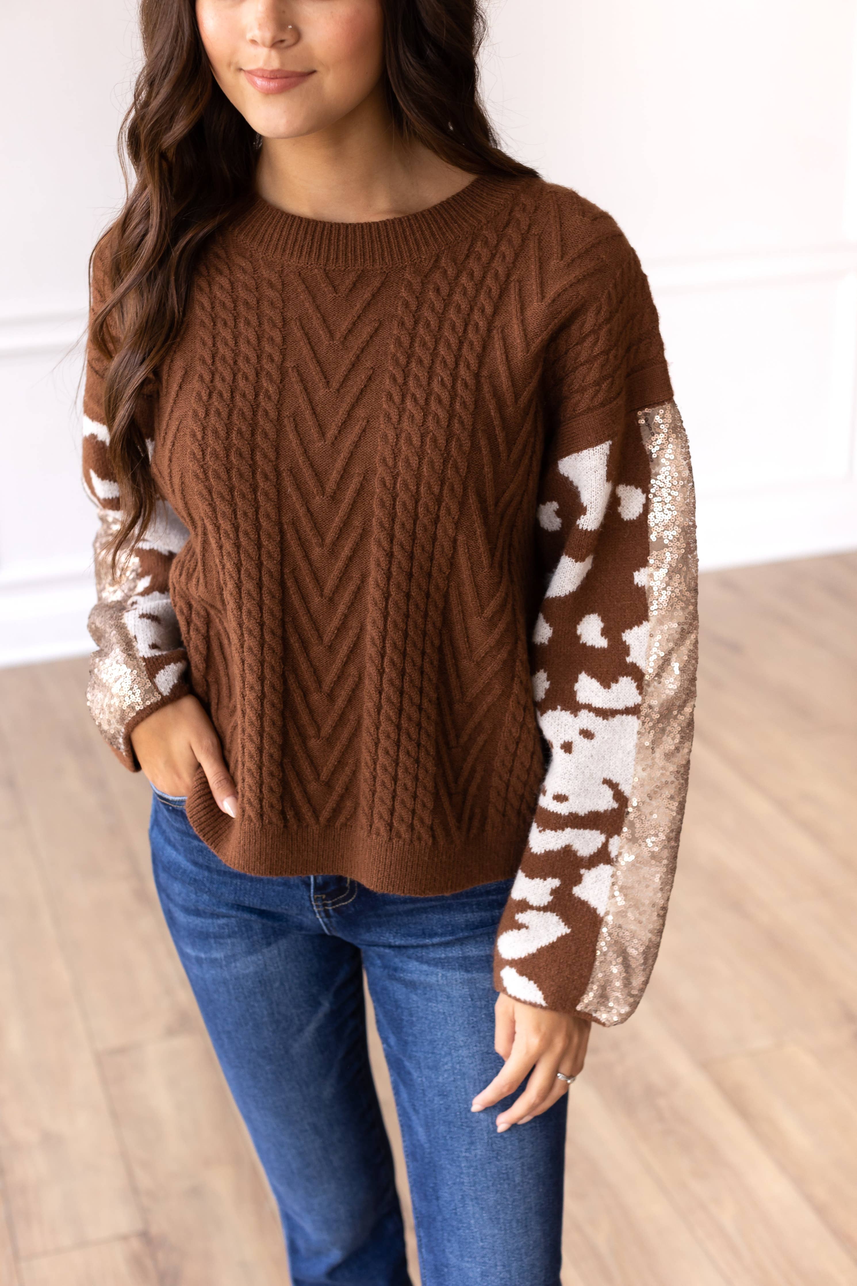 Festive Fawn Brown Sweater