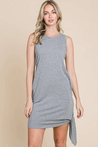 Blossom Twist Mini Dress with Tie - Lt Charcoal